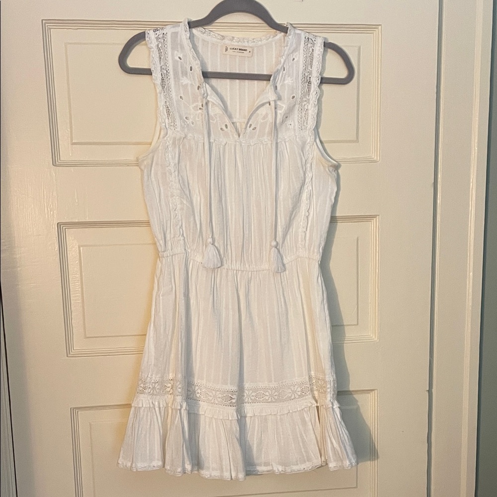 Lucky Brand Cream Lace Trim Top